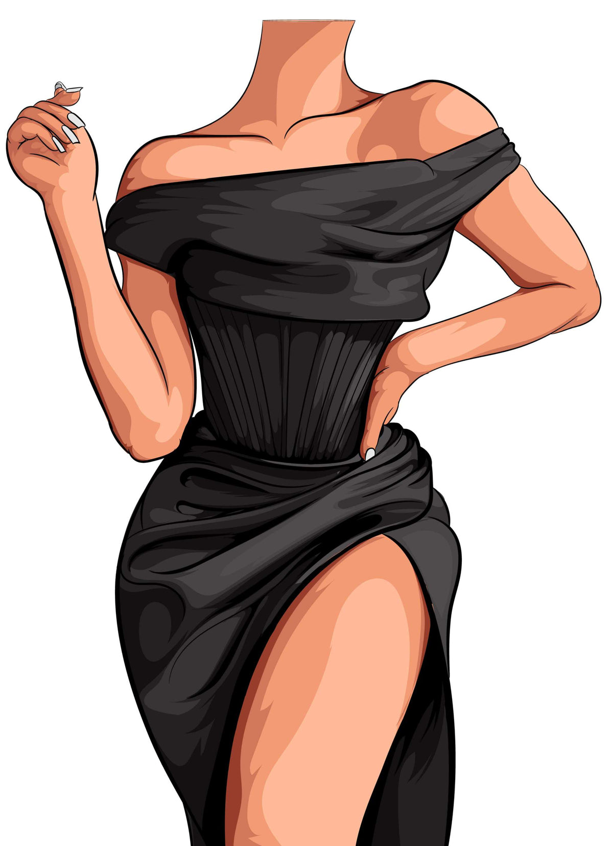 Baked Art - Dress 1 Bundle digital artwork with vibrant red off-shoulder dress and flowing silhouette.