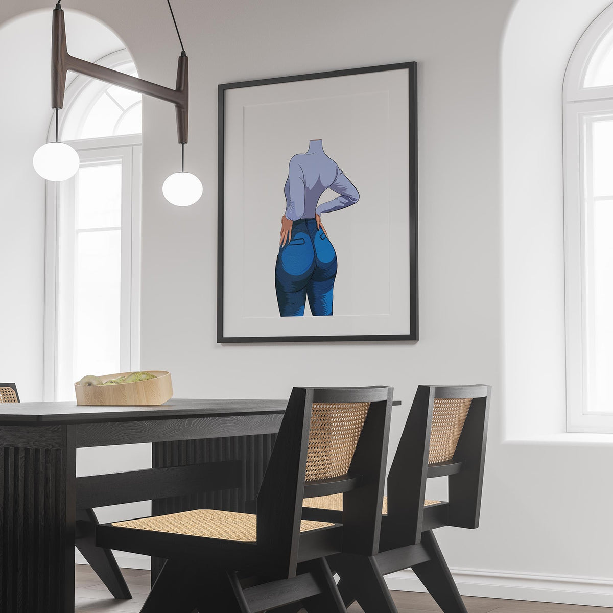 Stylish denim artwork displayed in a modern interior, featuring Baked Art - Jeans Denim Model 60.