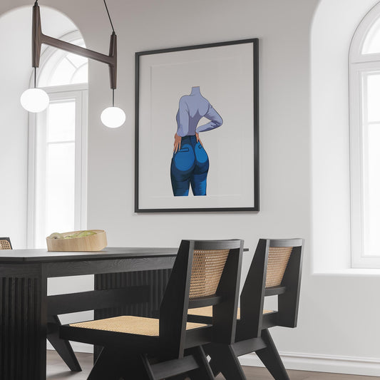 Stylish denim artwork displayed in a modern interior, featuring Baked Art - Jeans Denim Model 60.