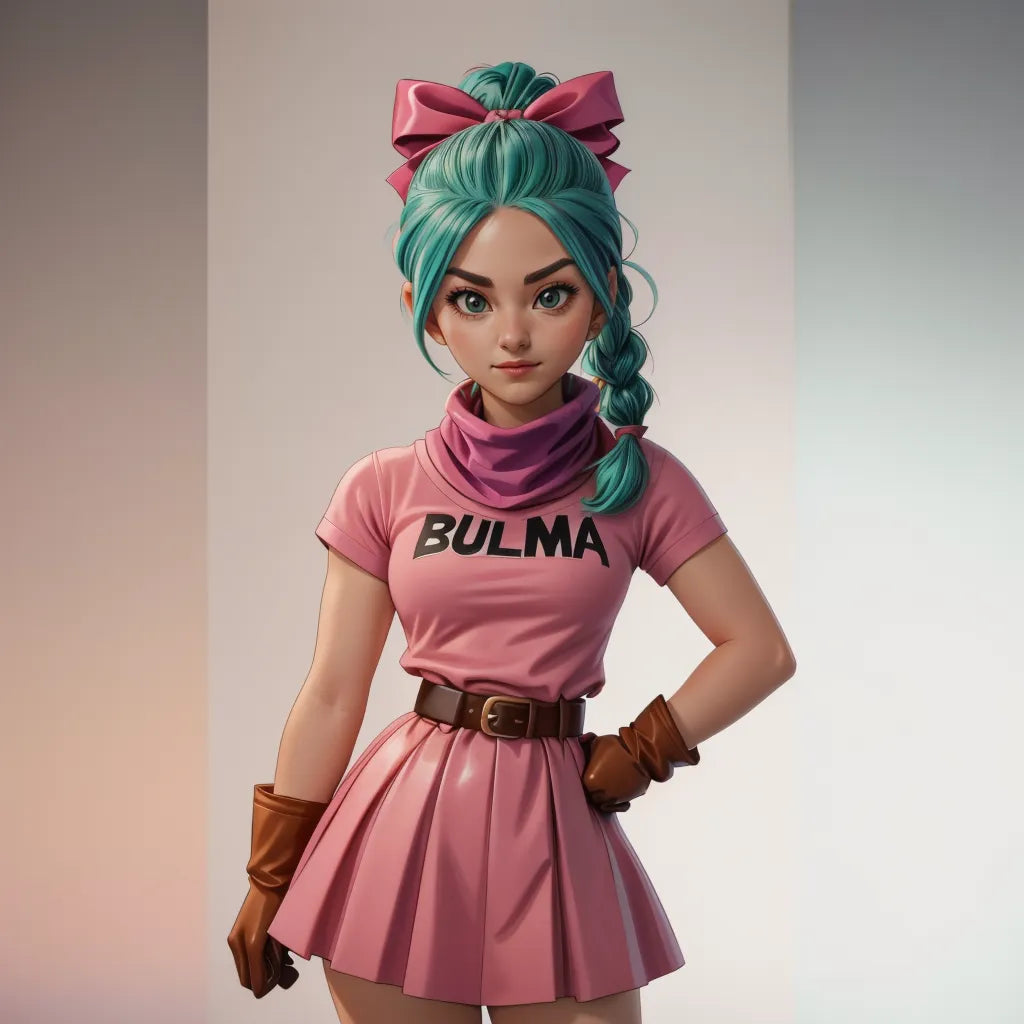 Custom anime character art of a woman with teal hair, pink outfit, and gloves.