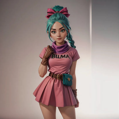 Custom anime character digital art in anime style with pink outfit and teal hair.