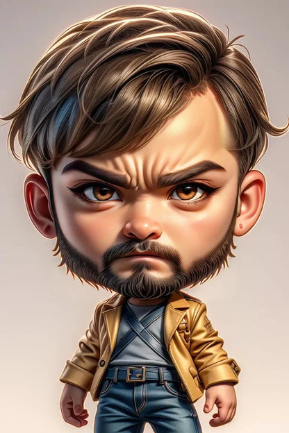 Custom A.I. art featuring a stylized, animated figure with intense expression.
