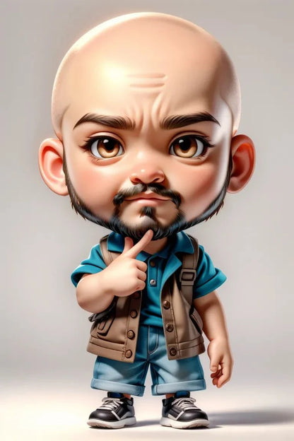 Custom A.I. Art character illustration with intense expression, cartoon style.