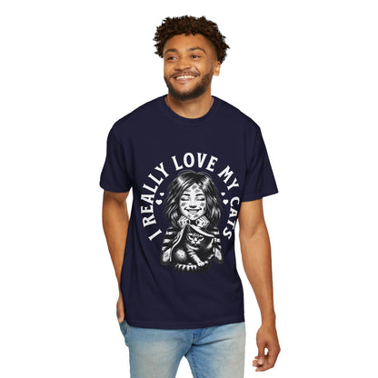 FPD - I Really Love My Cats T-Shirt | Scratched Up Cat Mom Graphic Tee | Funny Pet Lover Gift Shirt