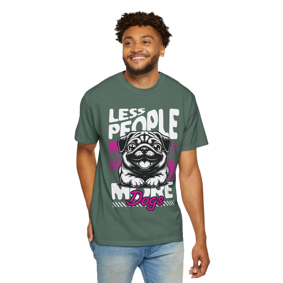 FPD - Less People More Dogs T-Shirt | Cute Pug Introvert Graphic Tee | Funny Pet Lover Gift Shirt