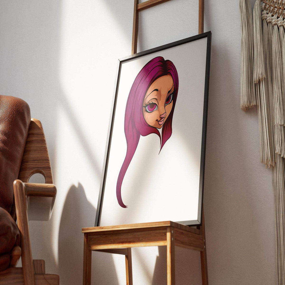 Magenta-haired furry digital artwork in a frame, Furries Model 18.