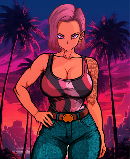 Épisode 4 - C-18 - Modèle d'art vectoriel Dragon Ball Z | Téléchargement Adobe Illustrator