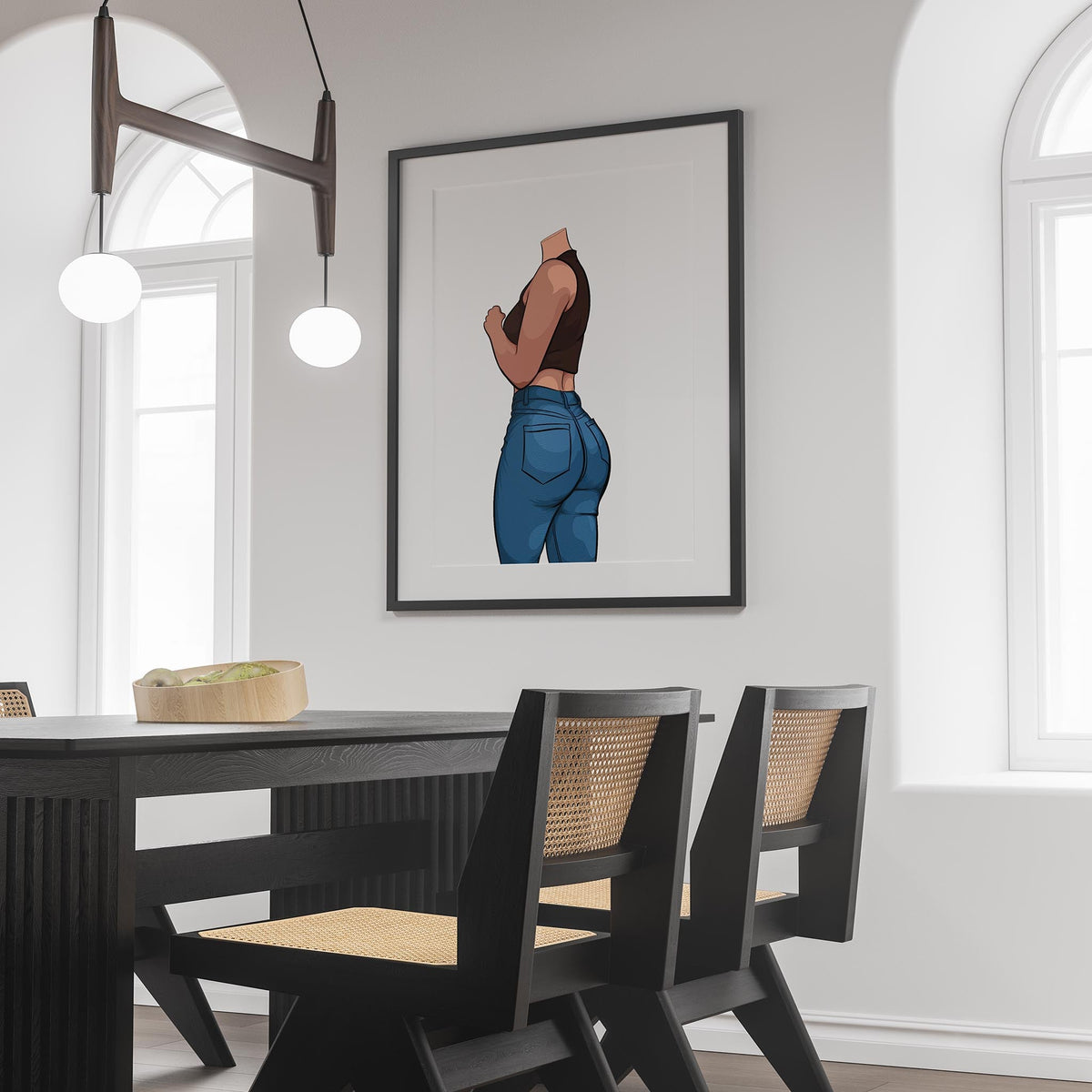Art depicting figure in denim jeans and sleeveless top, showcasing Baked Art - Jeans Denim Model 61.