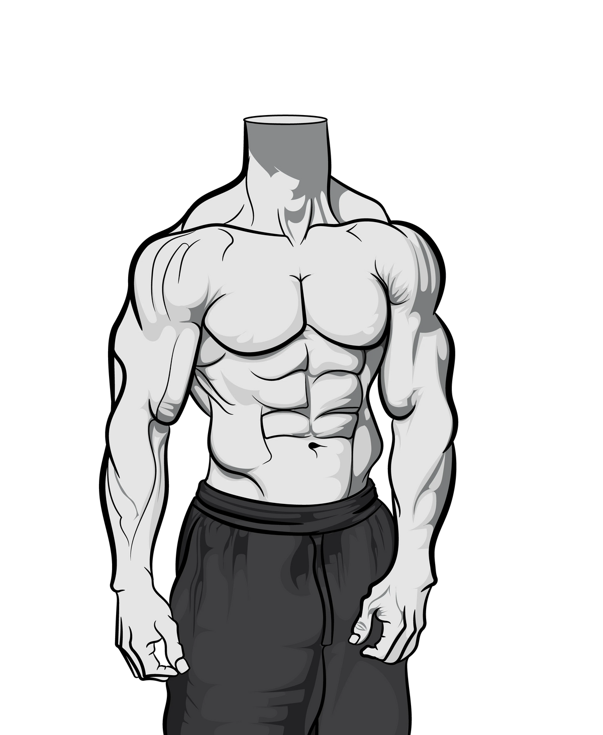 Athletic Model 159 - Male Line Art Template – Muscular Body Base for Digital Creators